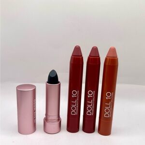 Doll 10 Peptide Plump Soft Focus Lip Crayon x 3 & 1  Ph Changing Lip Stick NEW